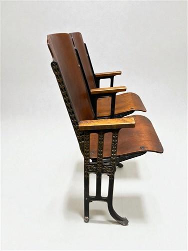 Theater Seats - 2 Vintage Wood Folding Theater Seats, Auditorium Seats, Entryway Bench, E18 by The Old Grainery (art deco,...