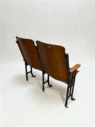 Theater Seats - 2 Vintage Wood Folding Theater Seats, Auditorium Seats, Entryway Bench, E18 by The Old Grainery (art deco,...