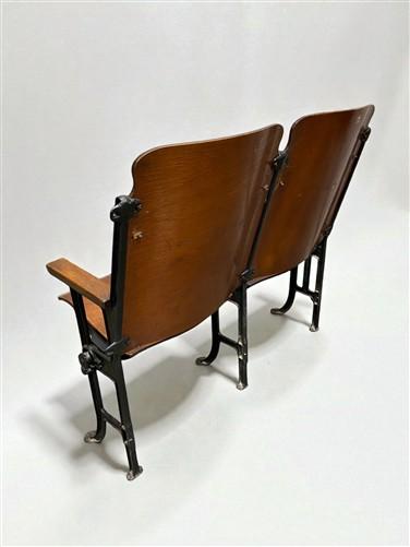 Theater Seats - 2 Vintage Wood Folding Theater Seats, Auditorium Seats, Entryway Bench, E18 by The Old Grainery (art deco,...