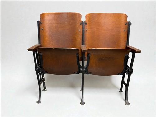 Theater Seats - 2 Vintage Wood Folding Theater Seats, Auditorium Seats, Entryway Bench, E18 by The Old Grainery (art deco,...