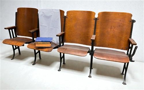 Home & Living > Furniture - 4 Vintage Wood Folding Theater Seats, Auditorium Seats, Entryway Bench, E17 by The Old Grainer...