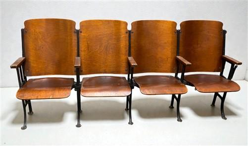 Home & Living > Furniture - 4 Vintage Wood Folding Theater Seats, Auditorium Seats, Entryway Bench, E17 by The Old Grainer...