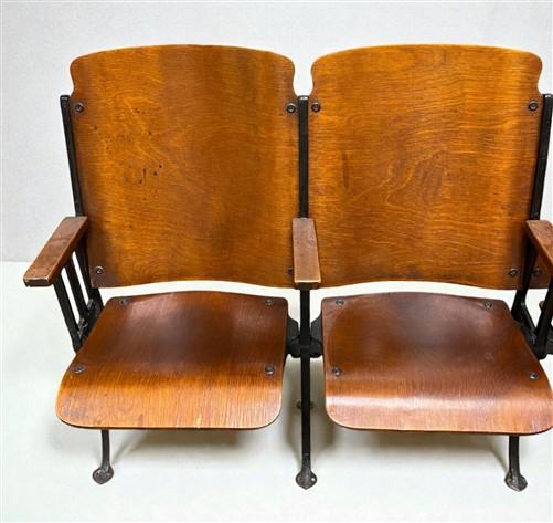 Home & Living > Furniture - 4 Vintage Wood Folding Theater Seats, Auditorium Seats, Entryway Bench, E17 by The Old Grainer...
