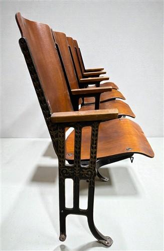 Home & Living > Furniture - 4 Vintage Wood Folding Theater Seats, Auditorium Seats, Entryway Bench, E17 by The Old Grainer...