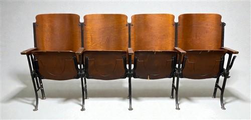 Home & Living > Furniture - 4 Vintage Wood Folding Theater Seats, Auditorium Seats, Entryway Bench, E17 by The Old Grainer...