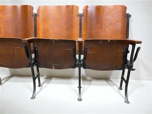 Home & Living > Furniture - 4 Vintage Wood Folding Theater Seats, Auditorium Seats, Entryway Bench, E17 by The Old Grainer...