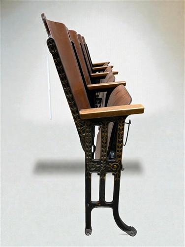 4 Vintage Wood Folding Theater Seats, Auditorium Seats, Entryway Bench, E23