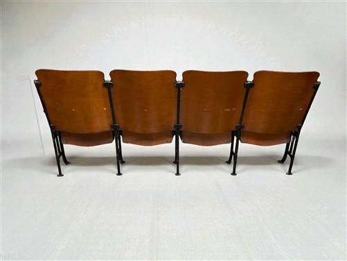 4 Vintage Wood Folding Theater Seats, Auditorium Seats, Entryway Bench, E23