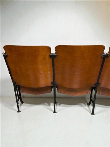 4 Vintage Wood Folding Theater Seats, Auditorium Seats, Entryway Bench, E23