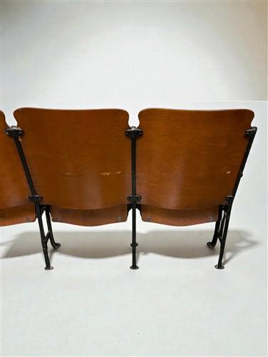 4 Vintage Wood Folding Theater Seats, Auditorium Seats, Entryway Bench, E23