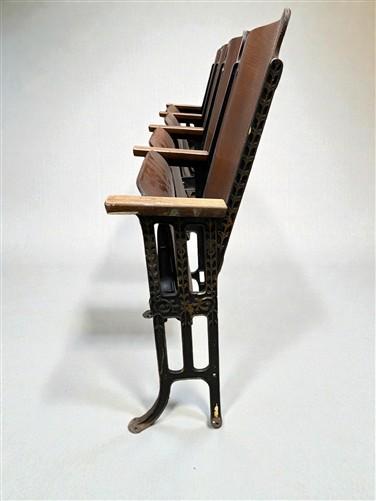 4 Vintage Wood Folding Theater Seats, Auditorium Seats, Entryway Bench, E23
