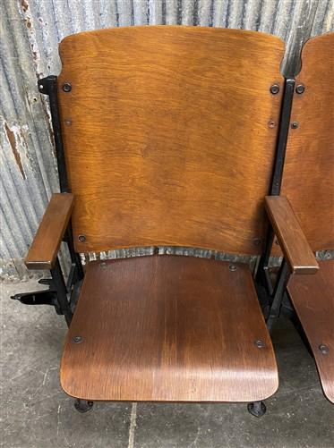 Theater Seats - 3 Vintage Wood Folding Theater Seats, Auditorium Seats, Entryway Bench, E19 by The Old Grainery (art deco,...