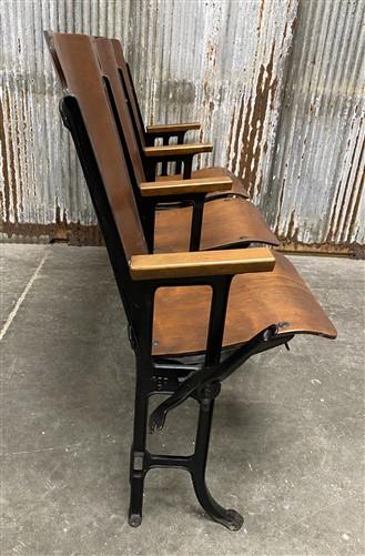 Theater Seats - 3 Vintage Wood Folding Theater Seats, Auditorium Seats, Entryway Bench, E19 by The Old Grainery (art deco,...