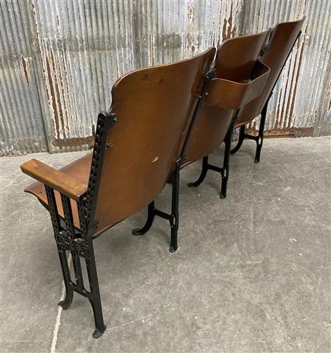 Theater Seats - 3 Vintage Wood Folding Theater Seats, Auditorium Seats, Entryway Bench, E19 by The Old Grainery (art deco,...