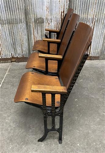 Theater Seats - 3 Vintage Wood Folding Theater Seats, Auditorium Seats, Entryway Bench, E19 by The Old Grainery (art deco,...