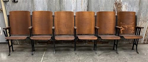 Home & Living > Furniture - 6 Vintage Wood Folding Theater Seats, Auditorium Seats, Entryway Bench, E22 by The Old Grainer...