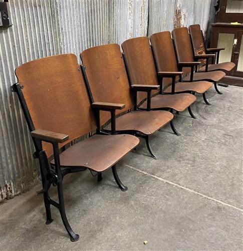 Home & Living > Furniture - 6 Vintage Wood Folding Theater Seats, Auditorium Seats, Entryway Bench, E22 by The Old Grainer...