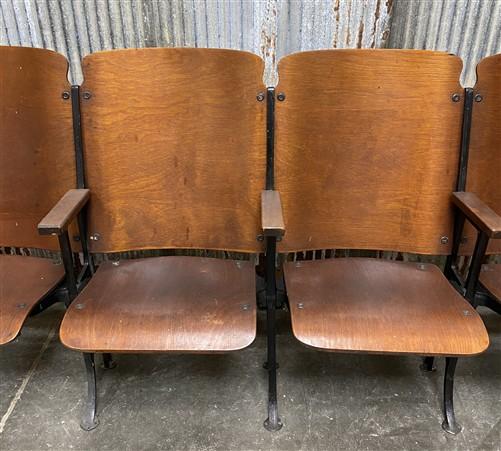 Home & Living > Furniture - 6 Vintage Wood Folding Theater Seats, Auditorium Seats, Entryway Bench, E22 by The Old Grainer...