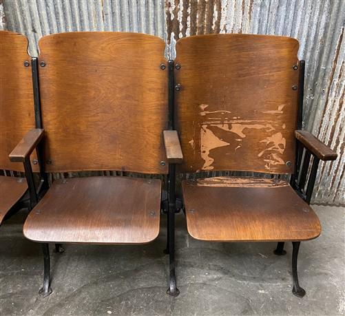 Home & Living > Furniture - 6 Vintage Wood Folding Theater Seats, Auditorium Seats, Entryway Bench, E22 by The Old Grainer...