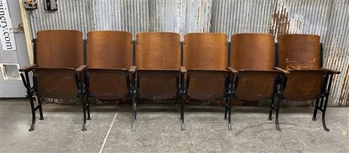 Home & Living > Furniture - 6 Vintage Wood Folding Theater Seats, Auditorium Seats, Entryway Bench, E22 by The Old Grainer...