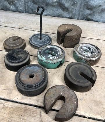 Scale Weights - Platform Scale Weights Vintage Hanging Metal Industrial Fairbank Morse Howe a50 by The Old Grainery (fairb...