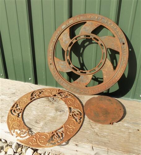 Cast Iron Round Stove Pipe Collar, Chimney Flue Cover, Ornate Grate Heat Ring S,