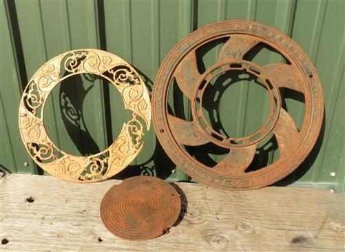 Cast Iron Round Stove Pipe Collar, Chimney Flue Cover, Ornate Grate Heat Ring S,