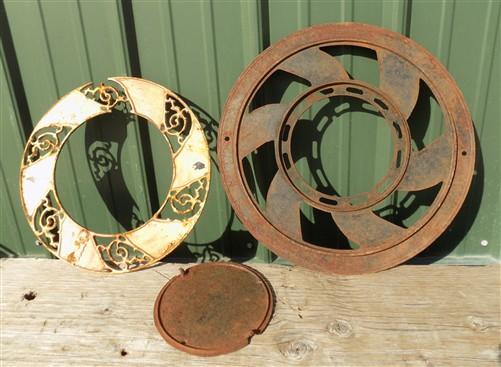 Cast Iron Round Stove Pipe Collar, Chimney Flue Cover, Ornate Grate Heat Ring S,