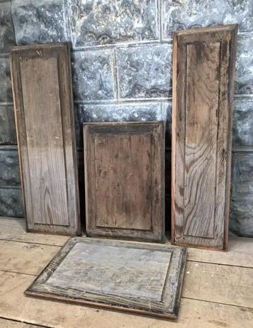 4 Wooden Door Panels, Cupboard Furniture Architectural Salvage, Arts Crafts A87