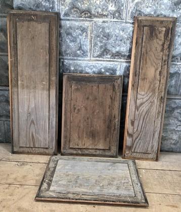 4 Wooden Door Panels, Cupboard Furniture Architectural Salvage, Arts Crafts A87