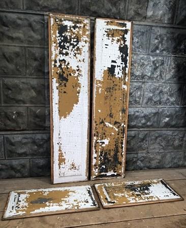 Door Panels - 4 Wooden Door Panels, Cupboard Furniture Architectural Salvage, Arts Crafts A85 by The Old Grainery (art, br...