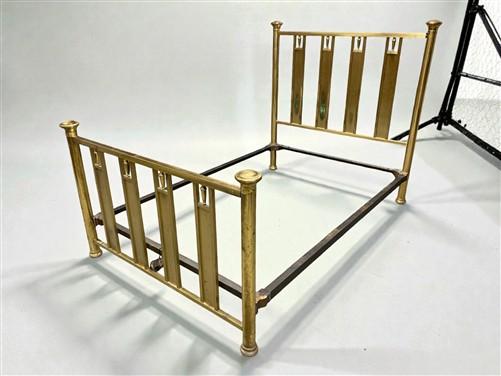 Brass Bed Frame - Hollywood Regency Antique Brass Bed Frame Headboard Footboard w/Rails Full Size by The Old Grainery (ant...