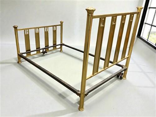 Brass Bed Frame - Hollywood Regency Antique Brass Bed Frame Headboard Footboard w/Rails Full Size by The Old Grainery (ant...
