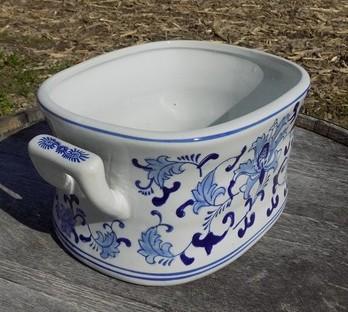 Foot bath - Chinese Porcelain Foot Bath, Blue White Chinoiserie Asian Decor A9M by The Old Grainery (asian, blue, Chinese)