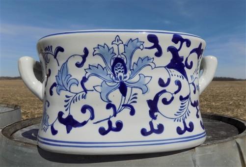 Foot bath - Chinese Porcelain Foot Bath, Blue White Chinoiserie Asian Decor A9M by The Old Grainery (asian, blue, Chinese)