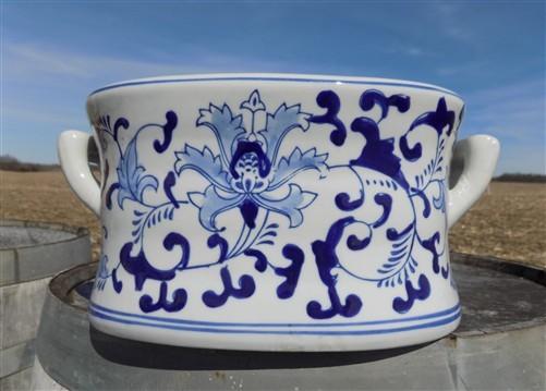 Foot bath - Chinese Porcelain Foot Bath, Blue White Chinoiserie Asian Decor A9M by The Old Grainery (asian, blue, Chinese)