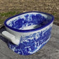 Chinese Porcelain Foot Bath, Blue White Cityscape Chinoiserie Decor A7M