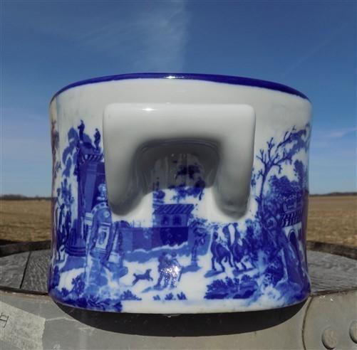 Chinese Porcelain Foot Bath, Blue White Cityscape Chinoiserie Decor A7M