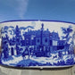 Chinese Porcelain Foot Bath, Blue White Cityscape Chinoiserie Decor A7M