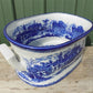 Large Blue & White Cityscape Foot Bath, Chinese Porcelain Decor, Chinoiserie A8M