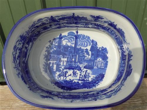 Large Blue & White Cityscape Foot Bath, Chinese Porcelain Decor, Chinoiserie A8M