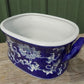 Chinese Porcelain Foot Bath, White Blue Floral Asian Chinoiserie A23M