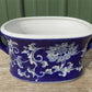 Chinese Porcelain Foot Bath, White Blue Floral Asian Chinoiserie A23M