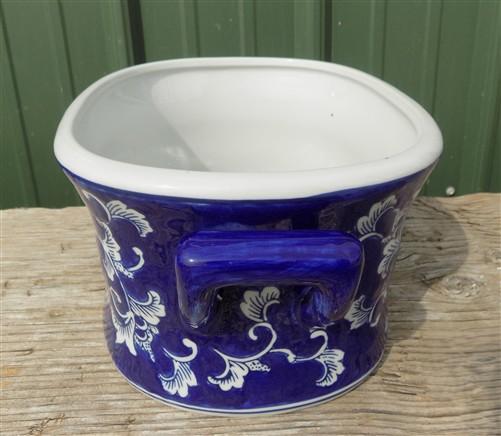 Chinese Porcelain Foot Bath, White Blue Floral Asian Chinoiserie A23M