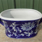 Chinese Porcelain Foot Bath, White Blue Floral Asian Chinoiserie A23M