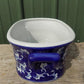 Chinese Porcelain Foot Bath, White Blue Floral Asian Chinoiserie A23M