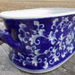 Chinoiserie Foot Bath Bowl, Large White Blue Floral Porcelain A24M