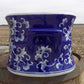 Chinoiserie Foot Bath Bowl, Large White Blue Floral Porcelain A24M