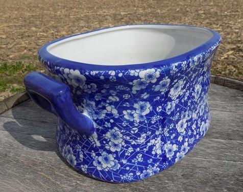 Foot bath - Chinese Porcelain Foot Bath, Blue Calico Floral Chinoiserie Decor A27M by The Old Grainery (asian, blue, calico)