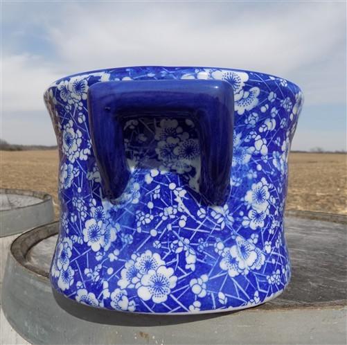 Foot bath - Chinese Porcelain Foot Bath, Blue Calico Floral Chinoiserie Decor A27M by The Old Grainery (asian, blue, calico)
